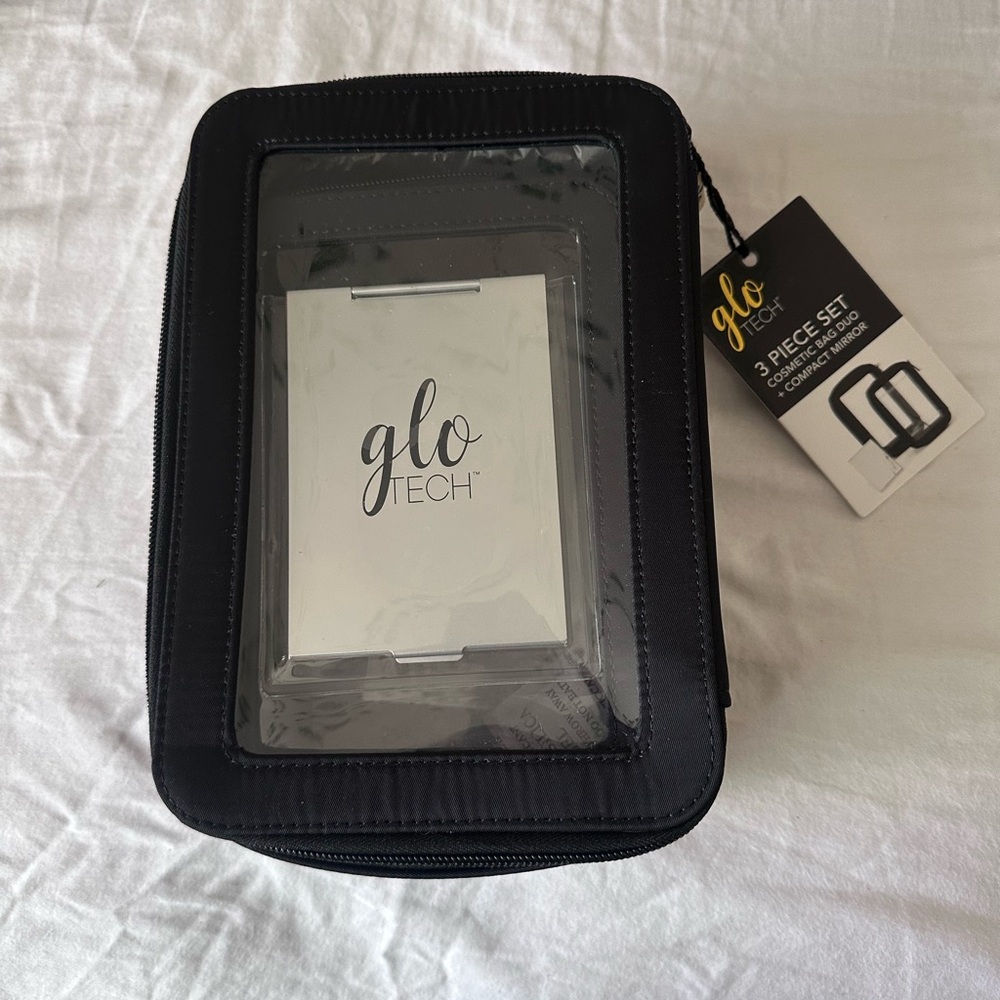Black 3-Piece Set (2 cosmetic bags + mirror)